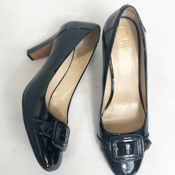 Cole Haan X Nike Black Patent Leather Heels With Buckle Detail & 3" Heel Size 6 - Picture 4 of 9